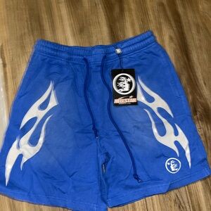 Blue and White Flame Shorts HellStar Shorts